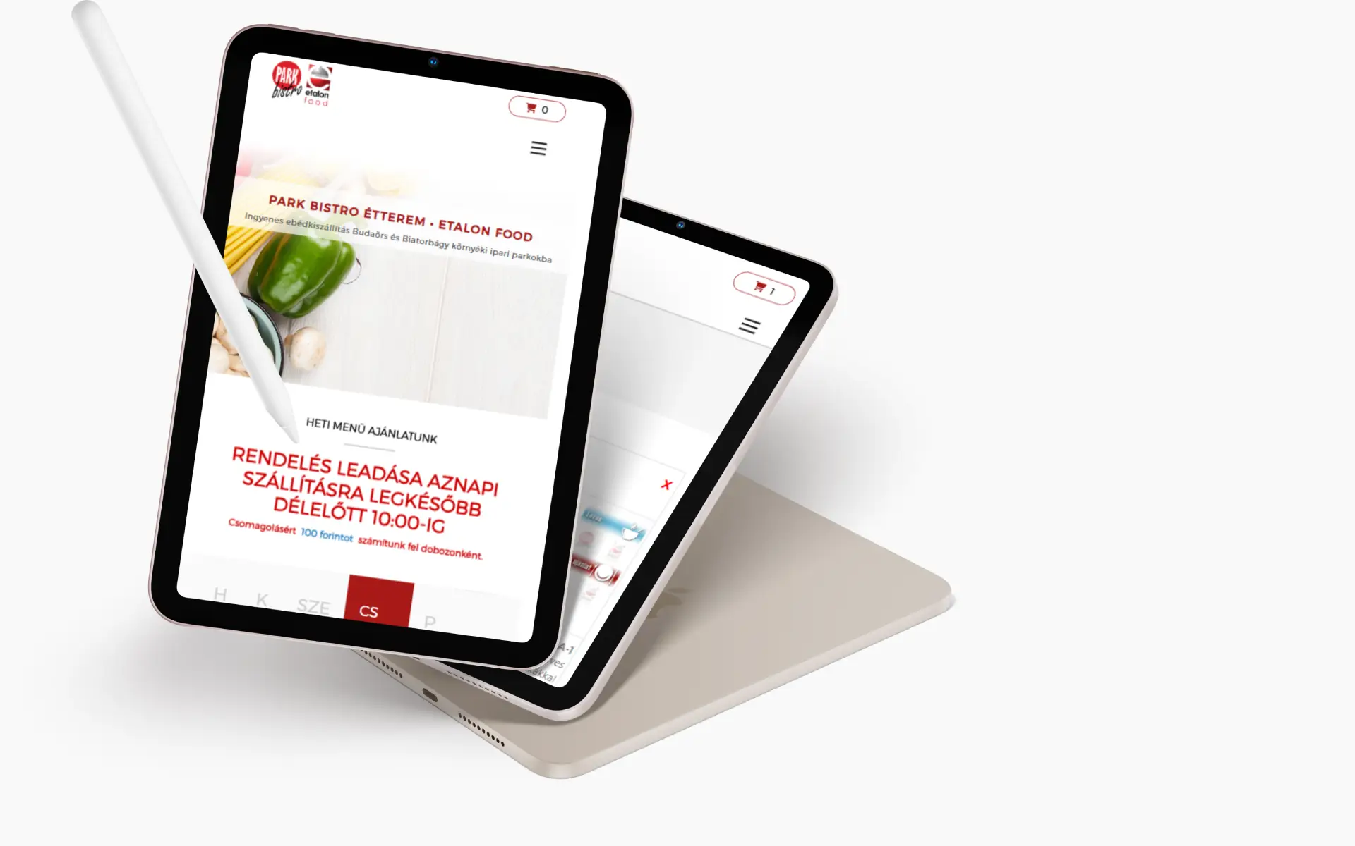 Webshop felület tableten, mobilbarát vásárlási élménnyel