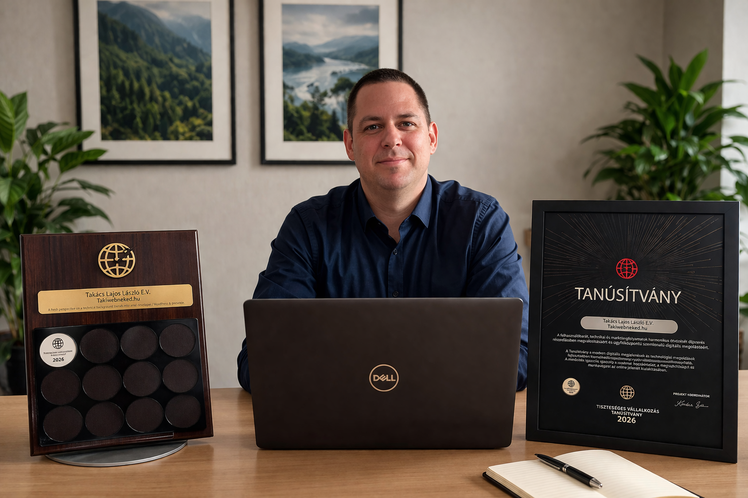 Tisztességes Vállalkozás Tanúsítvány oklevél – Takiwebneked webfejlesztés